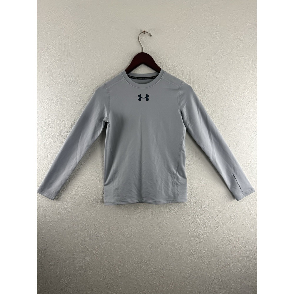 Under Armour ColdGear® Long Sleeve Boys Fitted Shirt YXL Gray Base Layer Youth
